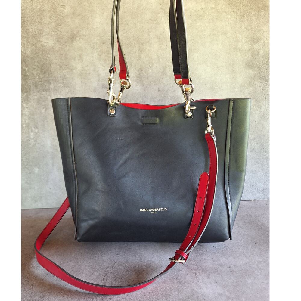 Karl Lagerfeld Reversible Adele Tote black/red crossbody bag faux leather large